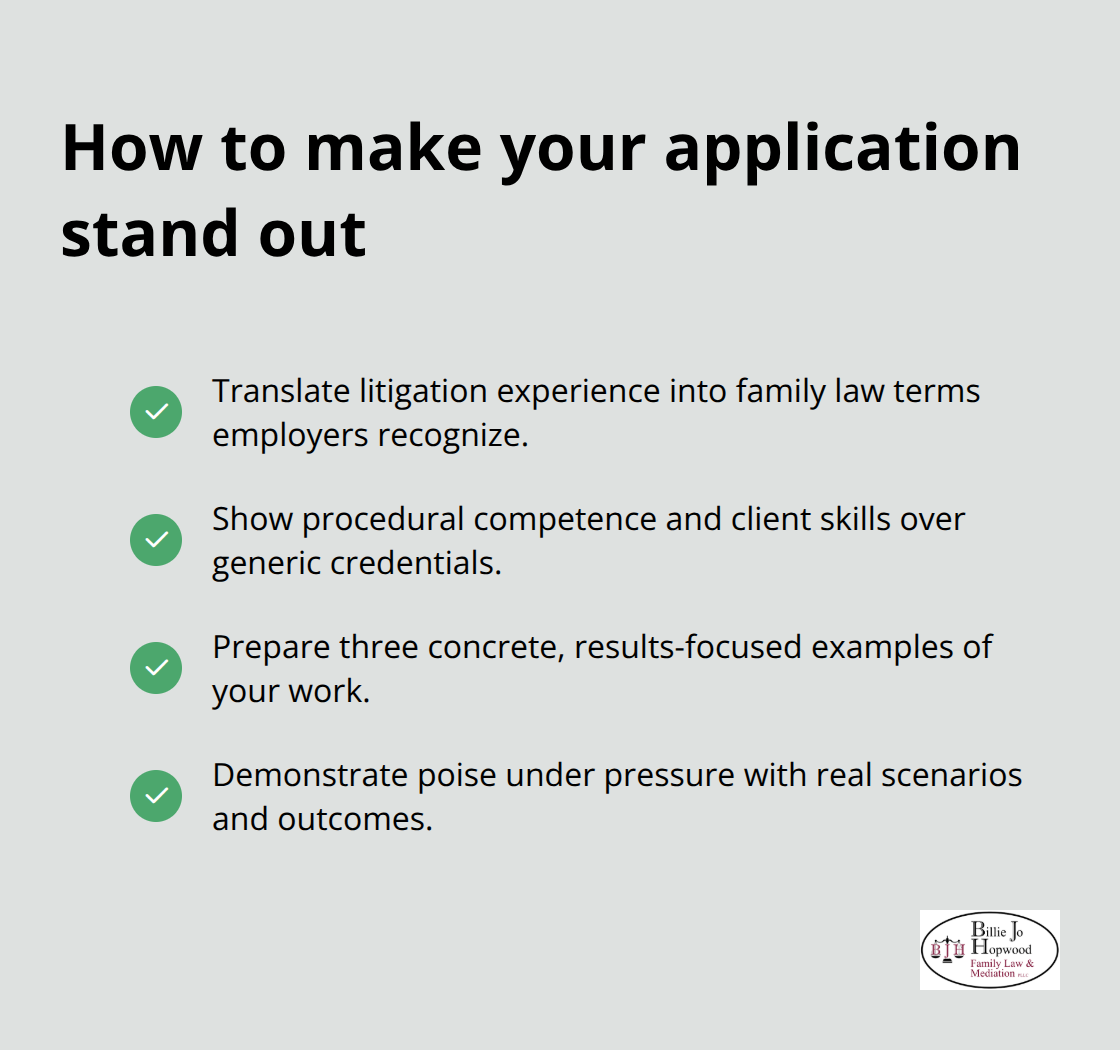 Checklist of actions to strengthen a family law legal assistant application