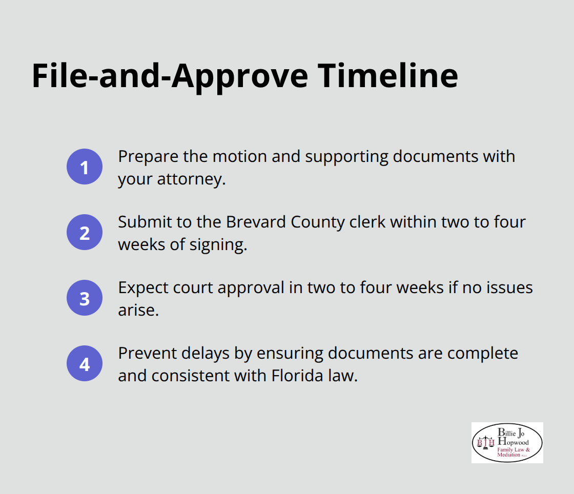 Steps and timing to file your mediation agreement and obtain court approval - Mediation agreement enforceability